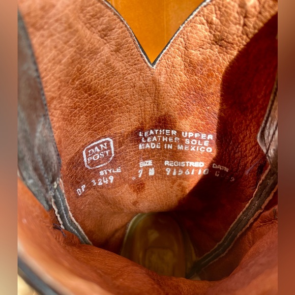 Vtg Dan Post Women’s Cowboy Western Boots Gray Leather size 7M Festival Boho - Picture 7 of 7